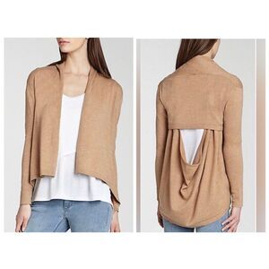 BCBGMaxAzria Jazmen wool/cotton Open Front cutout Back Cardigan Sweater M/L
